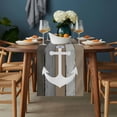 thumbnail image 2 of Anchor Brown Table Runner - 120 Inch Long, Kitchen Dining Table Runner Dresser Scarves, Nautical Grey Rustic Farmhouse Wood Grain Farmhouse Decor for Coffee Tables Wedding Party Banquet, 2 of 8