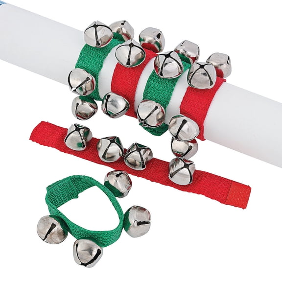 Fun Express Silver Jingle Bell Bracelets - Christmas Party Favors, 12 Pieces