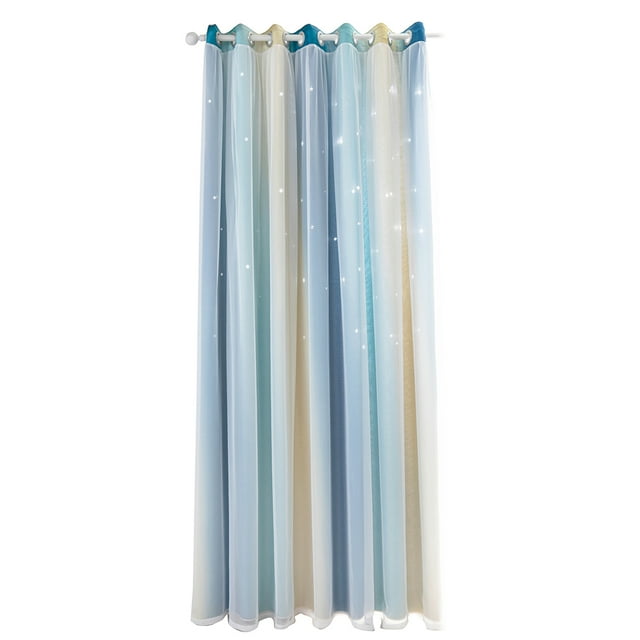 TFixol 1 Pce Rideau Simple Dégradé à Étoiles Ajourées Double Couche Occultant Chambre Salon Rideau Isolant