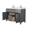 thumbnail image 3 of Wyndham Collection Beckett 48" Wood Double Bathroom Vanity in Gray/Nickel, 3 of 6