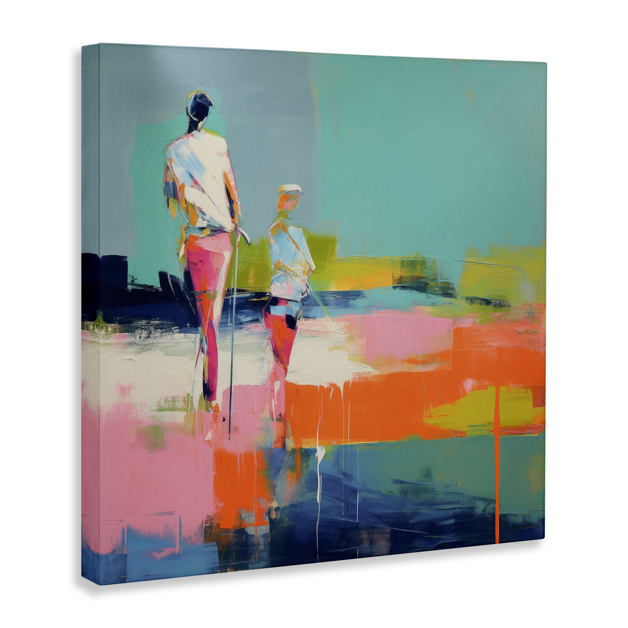 Stupell Industries People Golfing Abstraction Abstract Painting Wrapped Canvas Art Print Wall Art, 24 x 24