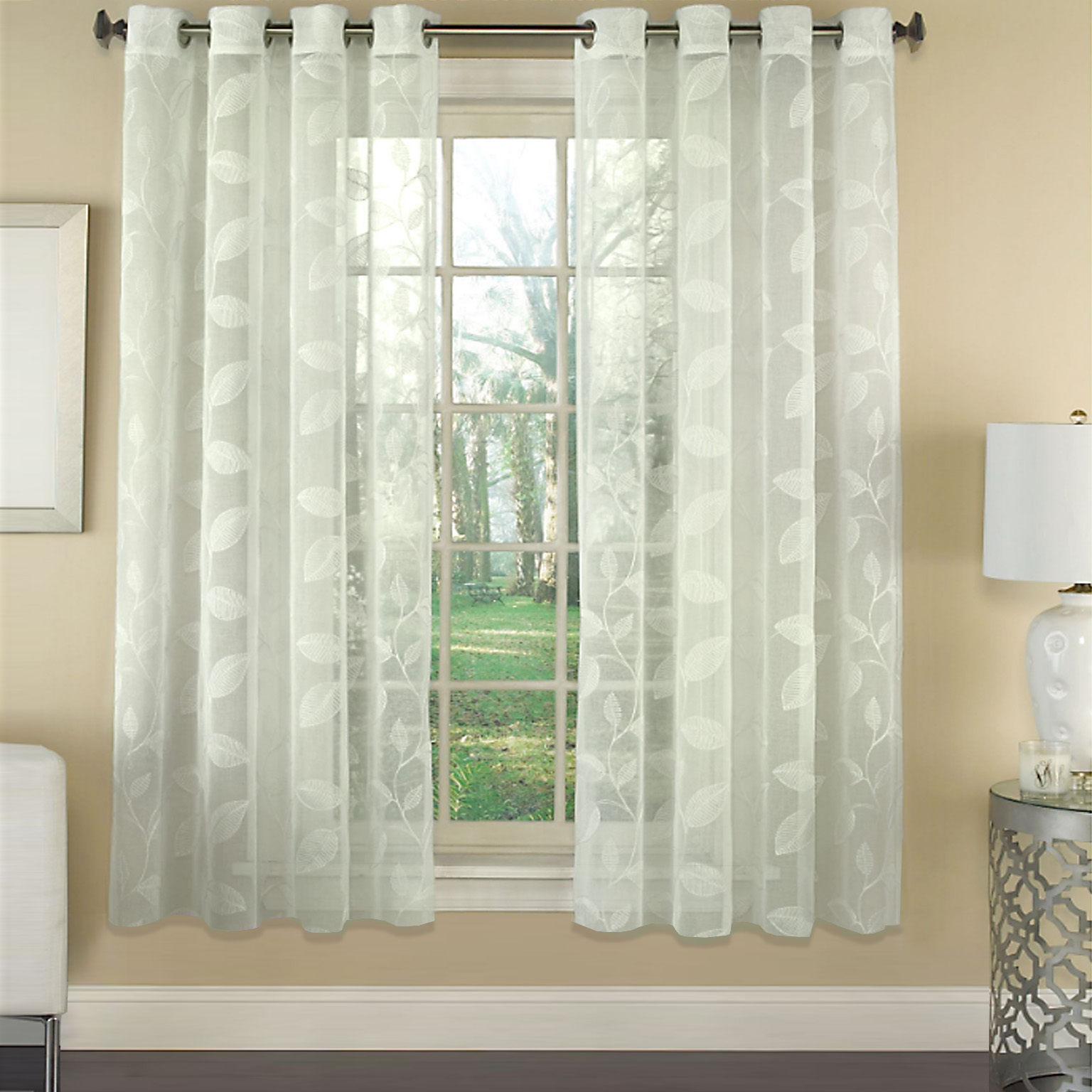 Avery Semi-Sheer Faux Linen Grommet Window Curtain Panel with