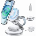 thumbnail image 1 of HAYANCharging Station for Apple Multiple Devices: 3 in 1 Foldable Magnetic Wireless Charger Stand for Mag-Safe iPhone - Travel Charging Dock for iPhone 15 14 13 12 Pro Max Plus & Apple Watch & Airpods, 1 of 1