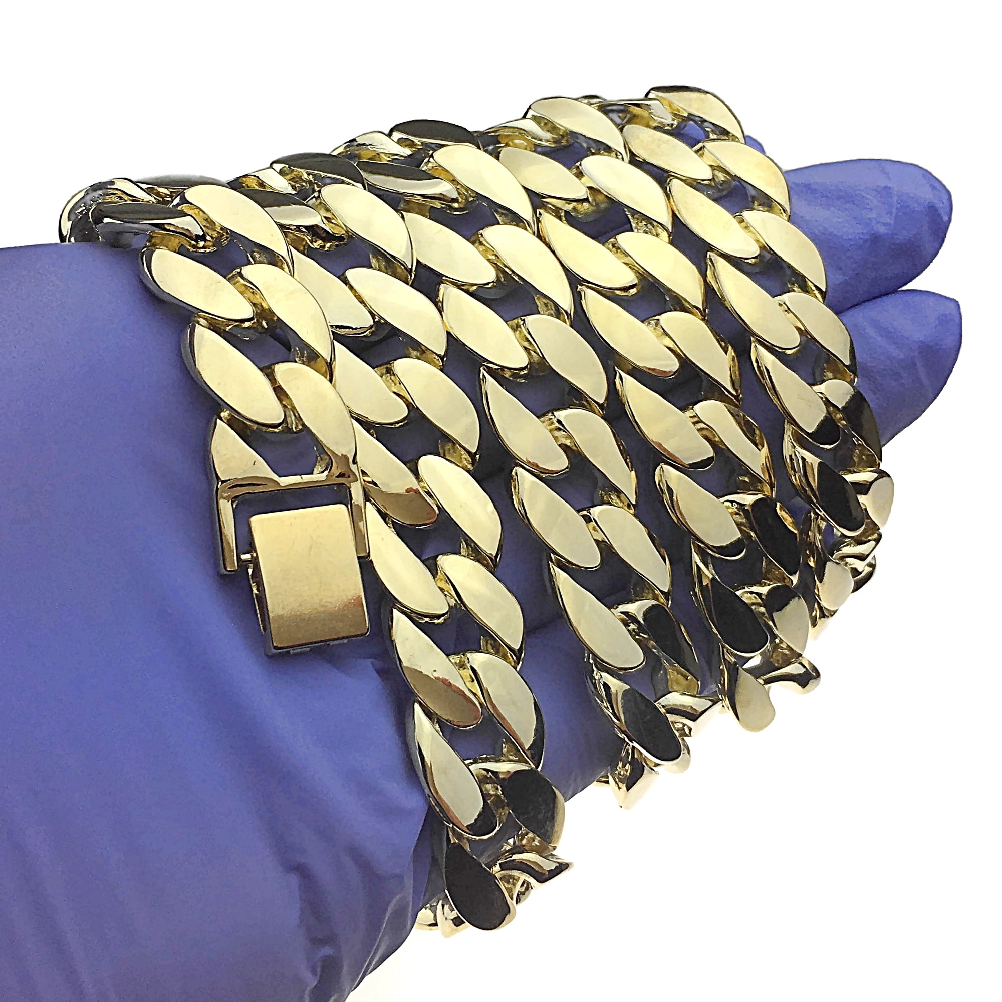 Men's 33" Inch Long Cuban Link Neck Chain Heavy Gold Finish 15 mm Wide Big Hip Hop Necklace