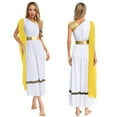 thumbnail image 6 of Hansber Women Ancient Greek Princess Roman Toga Dress One Shoulder Full Length Praise Dance Tunic Dress Yellow XL, 6 of 7