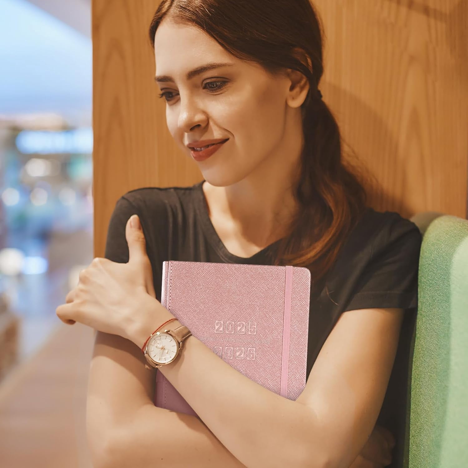 2025-2026 Planner - Academic planner 2025-2026, 25-26 Planner Weekly and Monthly, 5.75" x 8.25", Jul. 2025 - June. 2026, Saffiano Leather with Thick Paper, Back Pocket with 40 Notes Pages - Rose Gold