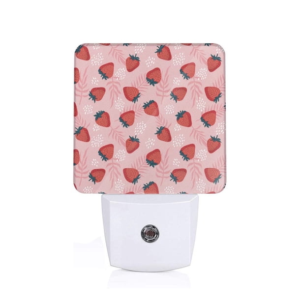 Balery Strawberries Luz Nocturna LED con Sensor Automático, Enchufe con Sensor Crepuscular, Luz Suave de 0.5W para Dormitorio, Pasillo, Baño-US