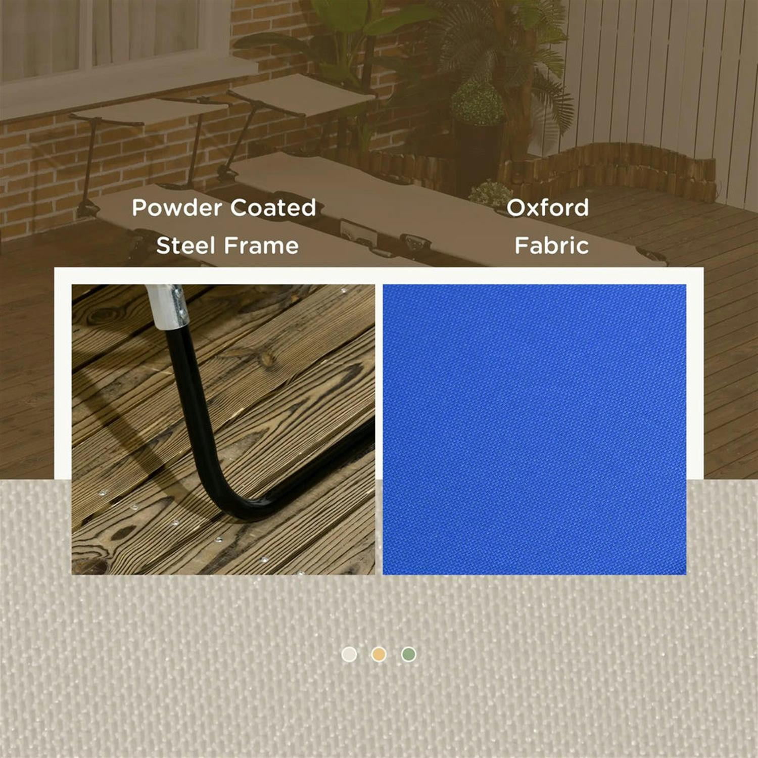 Demi Bonn Folding Pool Chaise Lounge Chairs Set of 2 with Sunshade, Reclining Back, Durable Steel Frame Relaxation, Weatherproof Outdoor Patio Seating, Blue