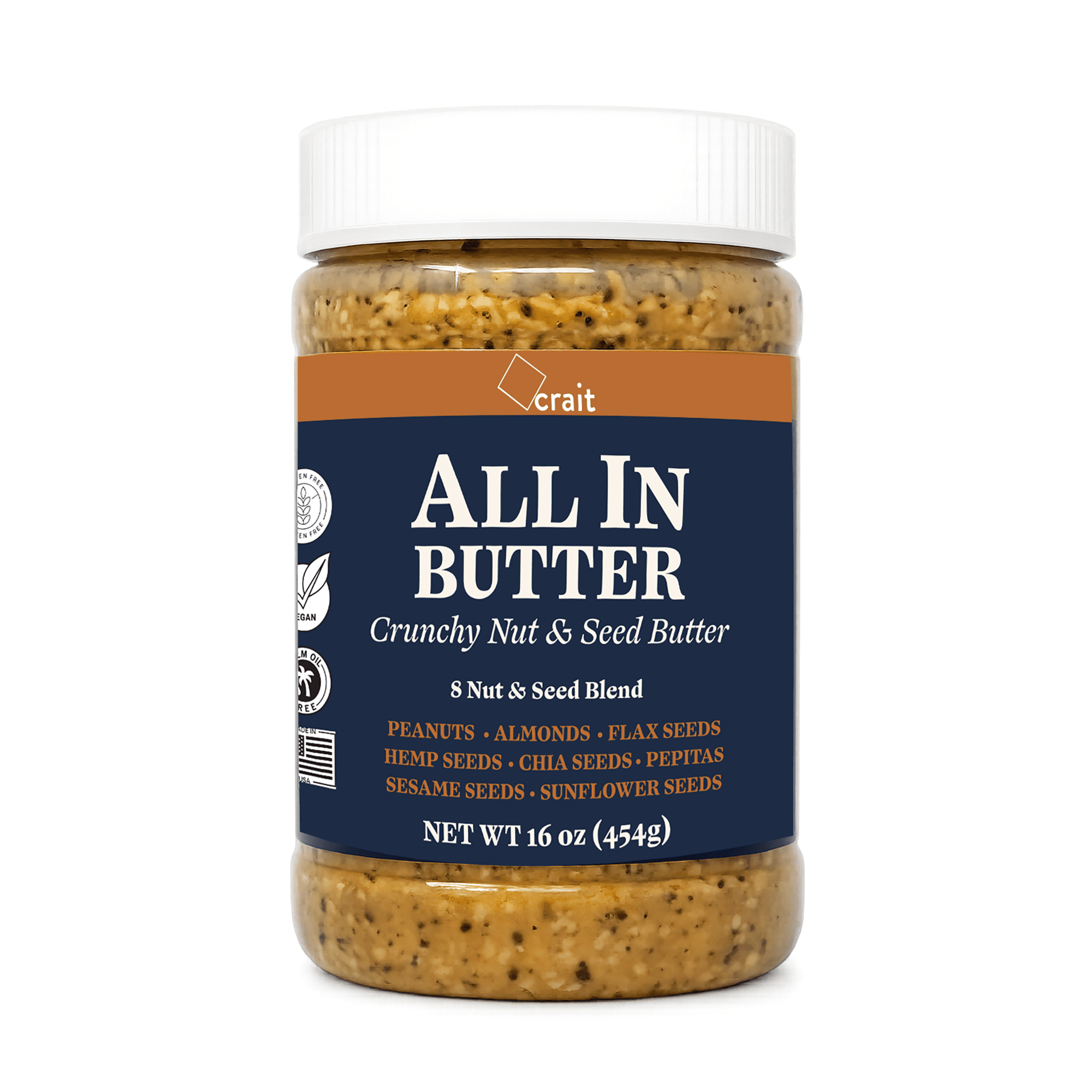 All In Mixed Nut and Seed Butter – 8 Whole Nuts & Seeds Blend with Chia, Flax, Hemp & Almonds – Perfect for Smoothies, Oatmeal & Toast (16 Ounce)