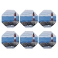 thumbnail image 2 of Pofeuu Lighthouse On The Waters Print Leather Coasters Set of 6, Round Cups Mugs Mat Pad for Home Kitchen Heat Resistant Drink Coasters,Octagon, 2 of 7