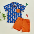 thumbnail image 2 of Baby Boy Outfits Toddler Clothes Child Kids Summer Cotton Soft Print Short Sleeved Running Suit 6M 12M 18M 24M 3T 4T T Shirt and Shorts T-Shirt with Solid 2Pcs Outfit 2-Piece Set, 2 of 9