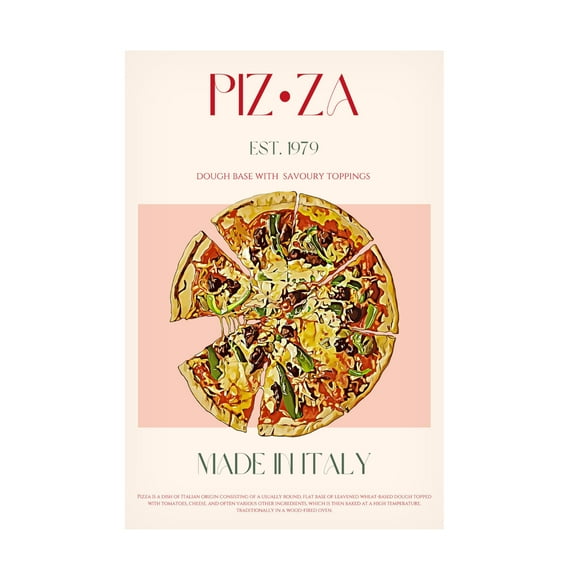 Canvas Wall Art - Nazma Khokhar 'Pizza' Wall Art for Living Room, Bedroom, or Office D?cor by Trademark Fine Art - 12 x 19 Inches