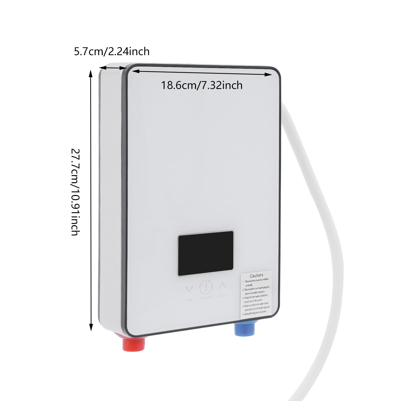Miumaeov Electric Water Heater with Shower Kit Instant Water Heater Wall-mounted 4500W LED Display 30-55°C
