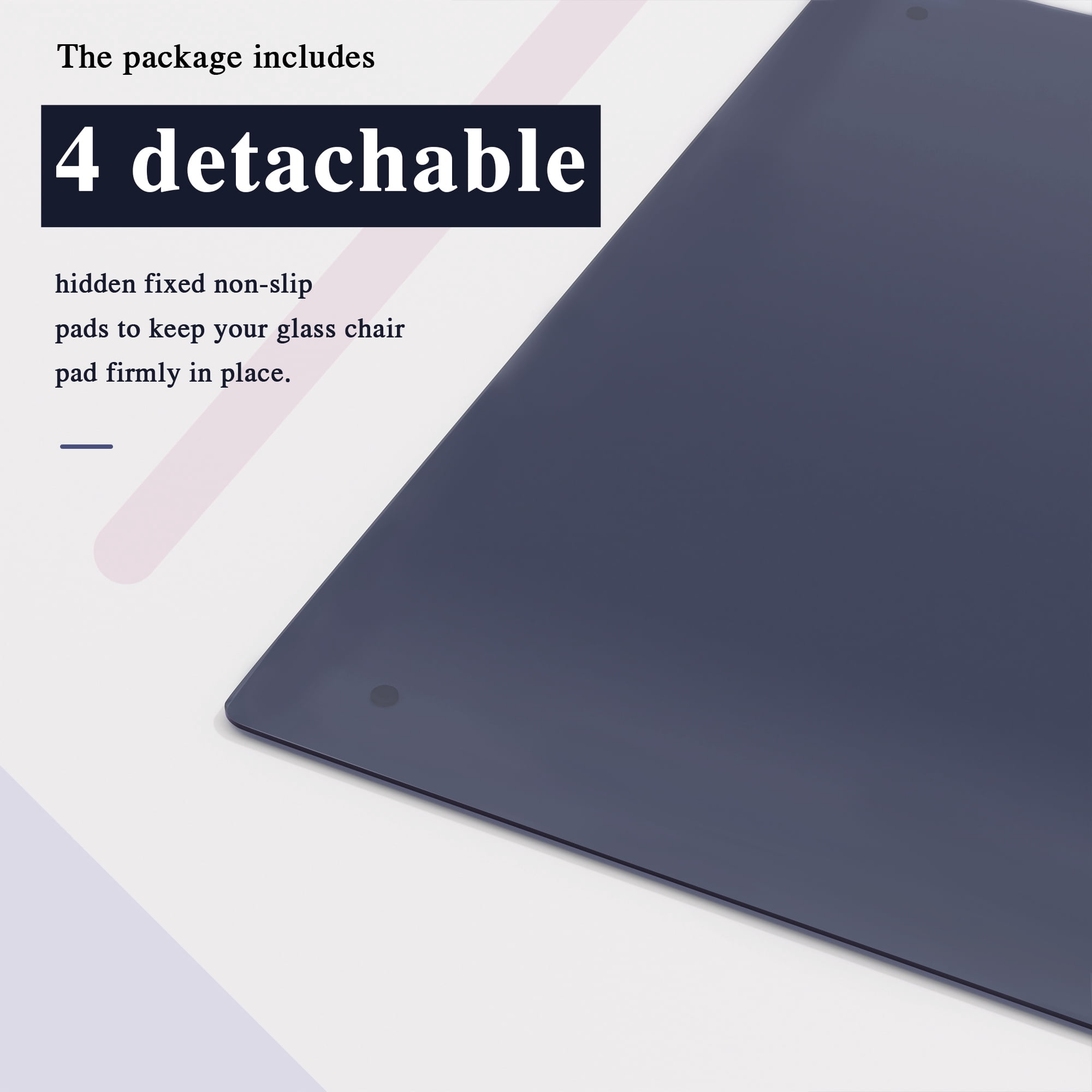 42"x42" Rectangle Gray Glass Floor Mat with Anti-slip Function,6mm Thick