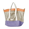thumbnail image 3 of QccHieUs Large Mesh Beach Bag, Beach Tote, Lightweight Portable Shoulder Bag, Handbag for Purple, 3 of 9