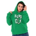 thumbnail image 4 of Funny Christmas Head Elf Candy Cane Hoodie Sweatshirt Women Men Brisco Brands X, 4 of 6