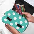 thumbnail image 6 of Kdxio Teal Turquoise And White Polka Dot for Double Compartment Pen Case Oxford Organizer with Zipper Pockets for Students Artists, 6 of 7