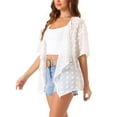 thumbnail image 4 of INSPIRE CHIC Women's Swiss Dots Cardigan Short Sleeve Cover Up Open Front Kimono Cardigans, 4 of 5