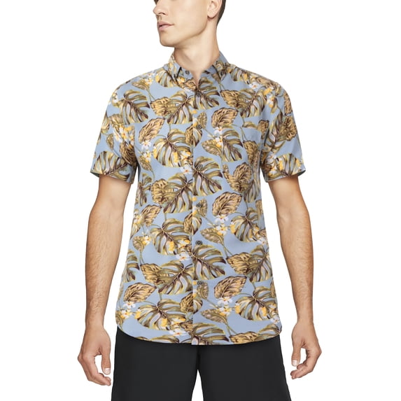 Hat and Beyond Men's Premium Hawaiian Flower Pattern Printed Button Shirt