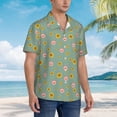 thumbnail image 5 of Daiia Pig Face With Sunflower Hawaiian Shirt for Men Gentle Cotton Regular Short Sleeve Casual-Large, 5 of 9