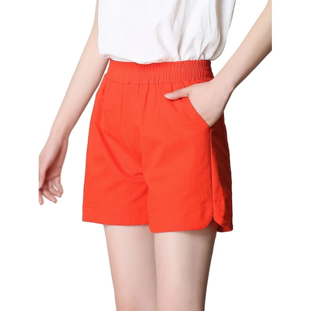 Beach Loose Cotton Linen Shorts For Women Casual Elastic Waist Summer