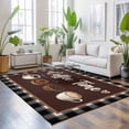 thumbnail image 3 of 8'x10' Area Rugs, Coffee Time Indoor Outdoor Area Rug for Living Room Bedroom, Vintage Farmhouse Coffee Beans Black Plaid Washable Bathroom Rugs Kitchen Floor Carpet Mats Home Decor Aesthetic, 3 of 8