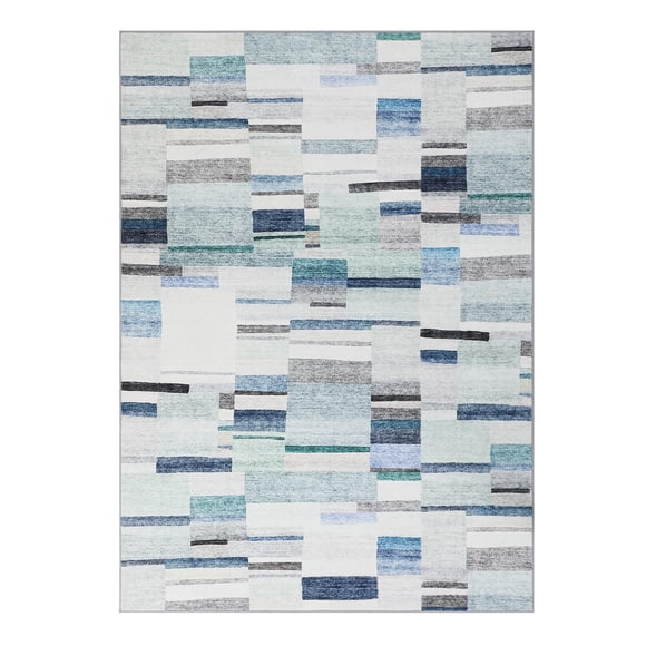 Modern Boho Machine Washable Area Rug Soft Low-Pile Geometric Checkered Rug for High Traffic