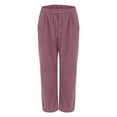thumbnail image 6 of Corduroy Pants Women, Audhol Womens Daily Elastic Waist Straight Solid Color Casual Pants Loose Long Corduroy Trousers Comfy Work Pants Women Pink M, 6 of 9