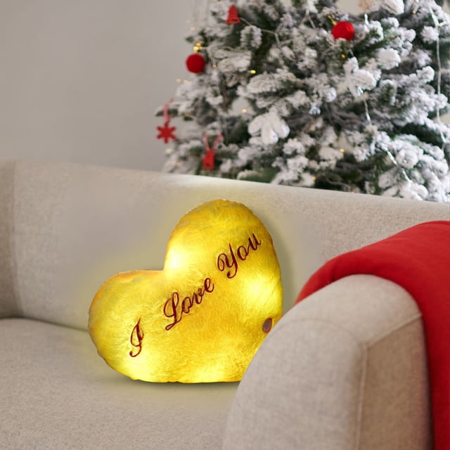 Almohada de San Valentín con Forma de Corazón, Luz Led, Suave, Regalo para El Hogar y Los Niños.