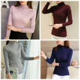 thumbnail image 2 of Automne et Hiver Pull Coréen à Demi-Col Roulé Veste à Manches Longues pour Femmes Ensemble Pull Tricoté à la Tête, 2 of 4
