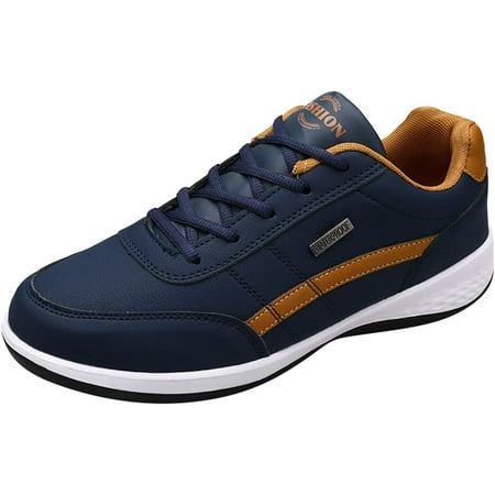 Men|Running Shoes with Memory Foam Men Wedge Heel Soft Sole Soft Sole Round Toe Breathable Running Western Shoes Fashion Men Running Shoes for Men Work Shopping Travel (Dark Blue  8.5)