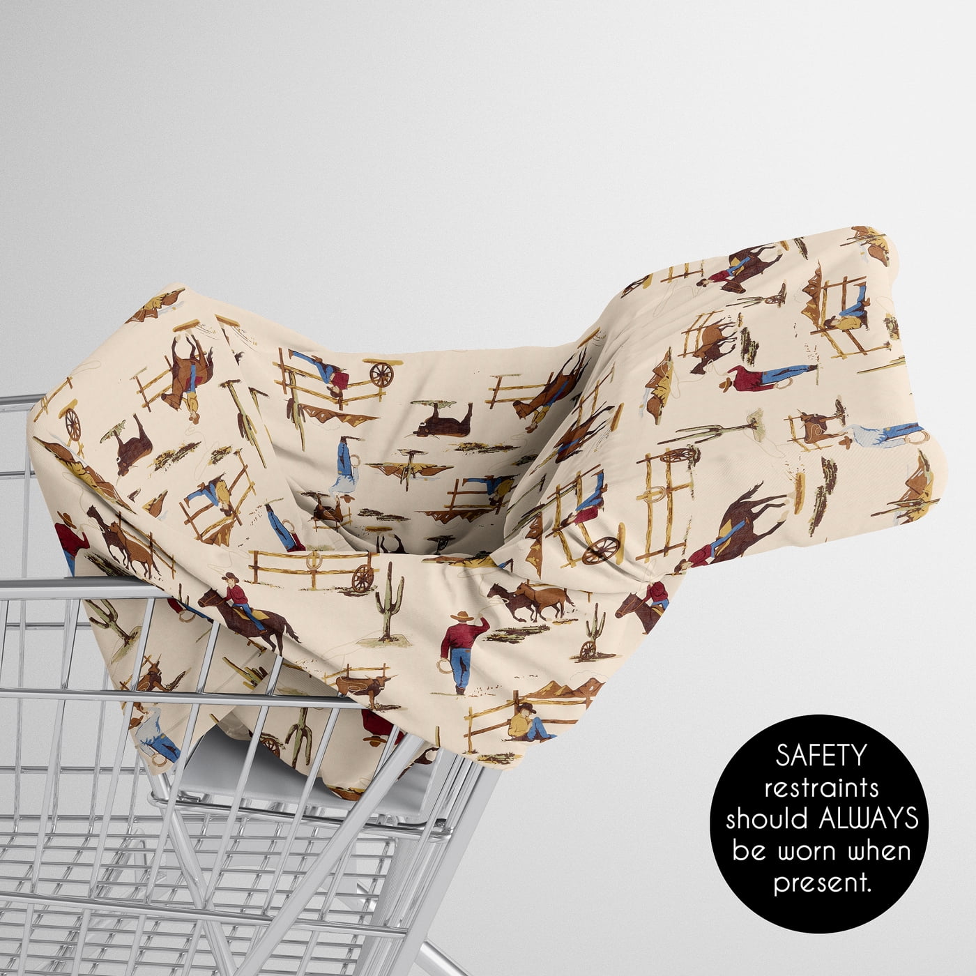 Sweet Jojo Designs Wild West Cowboy Brown Red Blue Multi Use Baby Car Seat and Nursing Cover