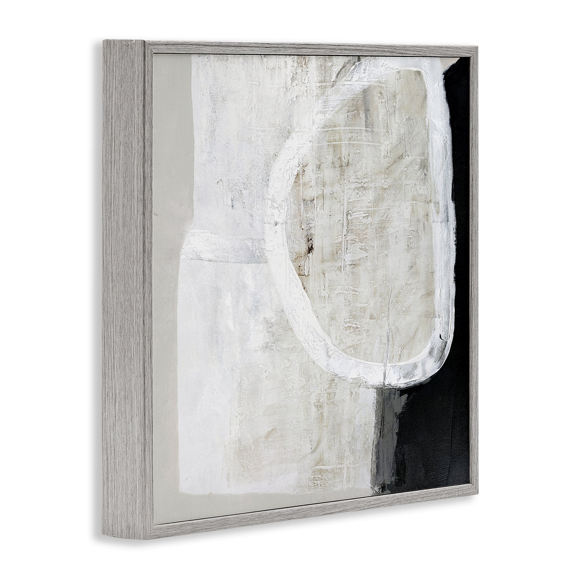 Stupell Industries Modern Neutral Abstraction Abstract Painting Gray Framed Art Print Wall Art, 12 x 12