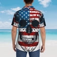 thumbnail image 6 of Daiia American Flag Skull Hawaiian Shirt for Men Gentle Cotton Regular Short Sleeve Casual-3X-Large, 6 of 9