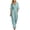Blue, variant on Womens Wrap V Neck Rolled Cuff 3/4 Sleeve Jumpsuit High Waist Wide Leg Full Length Vacation Romper