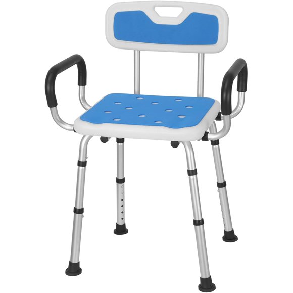 Shower Chair Seat with Cushion Back and Seat, Bath Seat with 6 Adjustable Height and Tool-Free Assembly for Inside Shower, Anti Slip for Safety for Seniors, Adults & Disabled