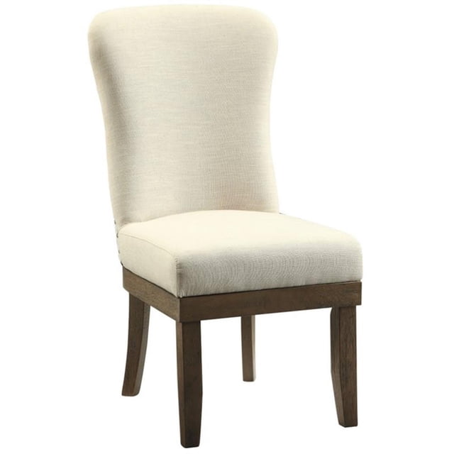 ACME Chaise Latérale en Tissu de Lin Beige et Brun Récupéré Ensemble de 2