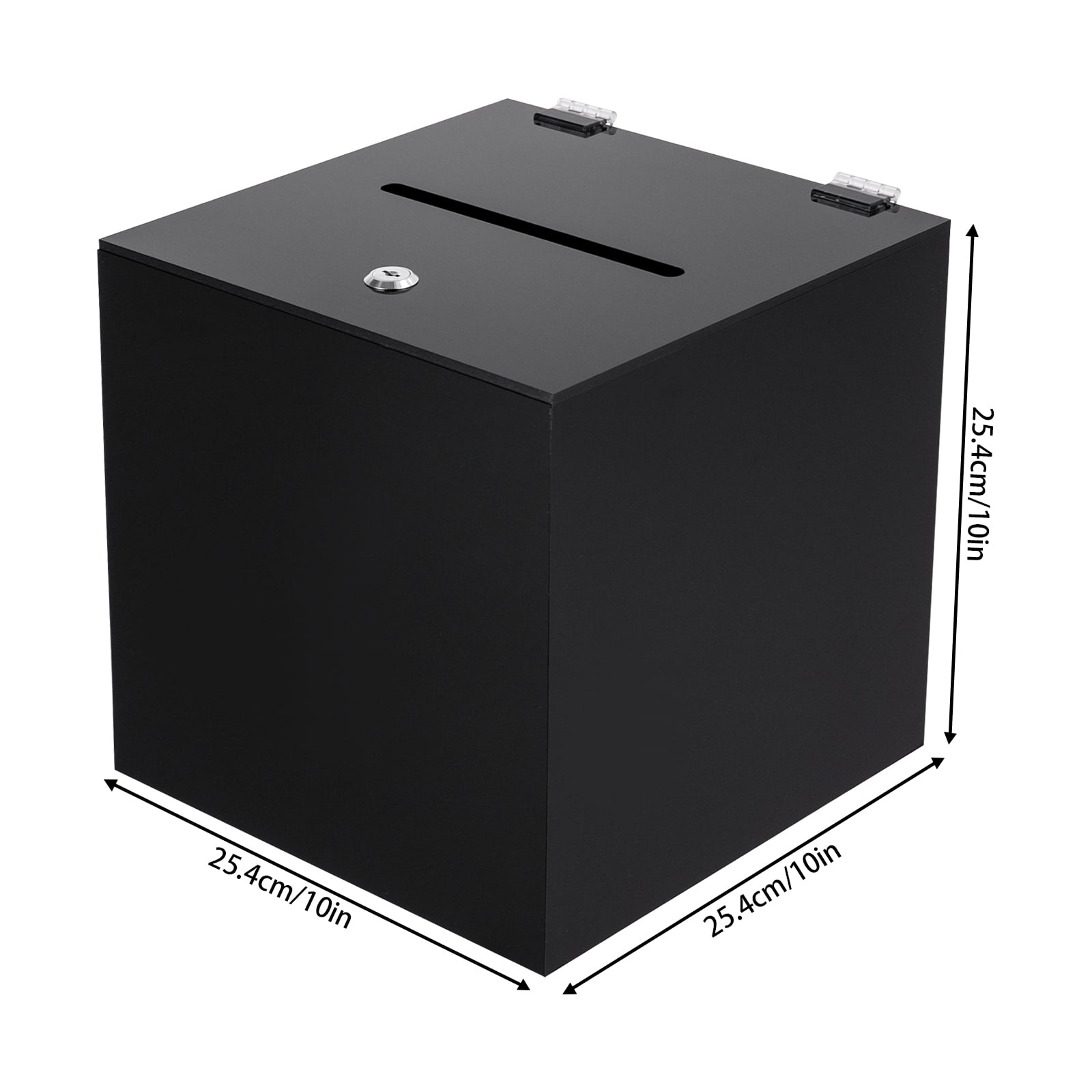 Modern Suggestion Box with Lock Acrylic Donation Box, Black Money Storage Square Container for Voting, Charity