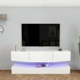 White TV Stand with LED Lights , Entertainment Center Media Console for
