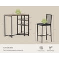 thumbnail image 3 of Zocalo Juego de Mesa de Comedor y Bar con 2 taburetes tapizados, Altura de encimera de Cocina, 4 estantes de Almacenamiento y Rejilla, 3 of 9