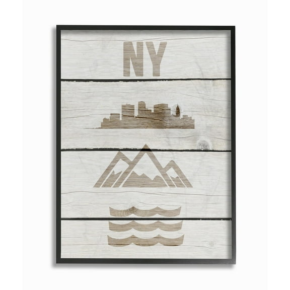 Stupell New York City Symbols Distressed Wood Framed Giclee Texturized Art 16 x 20