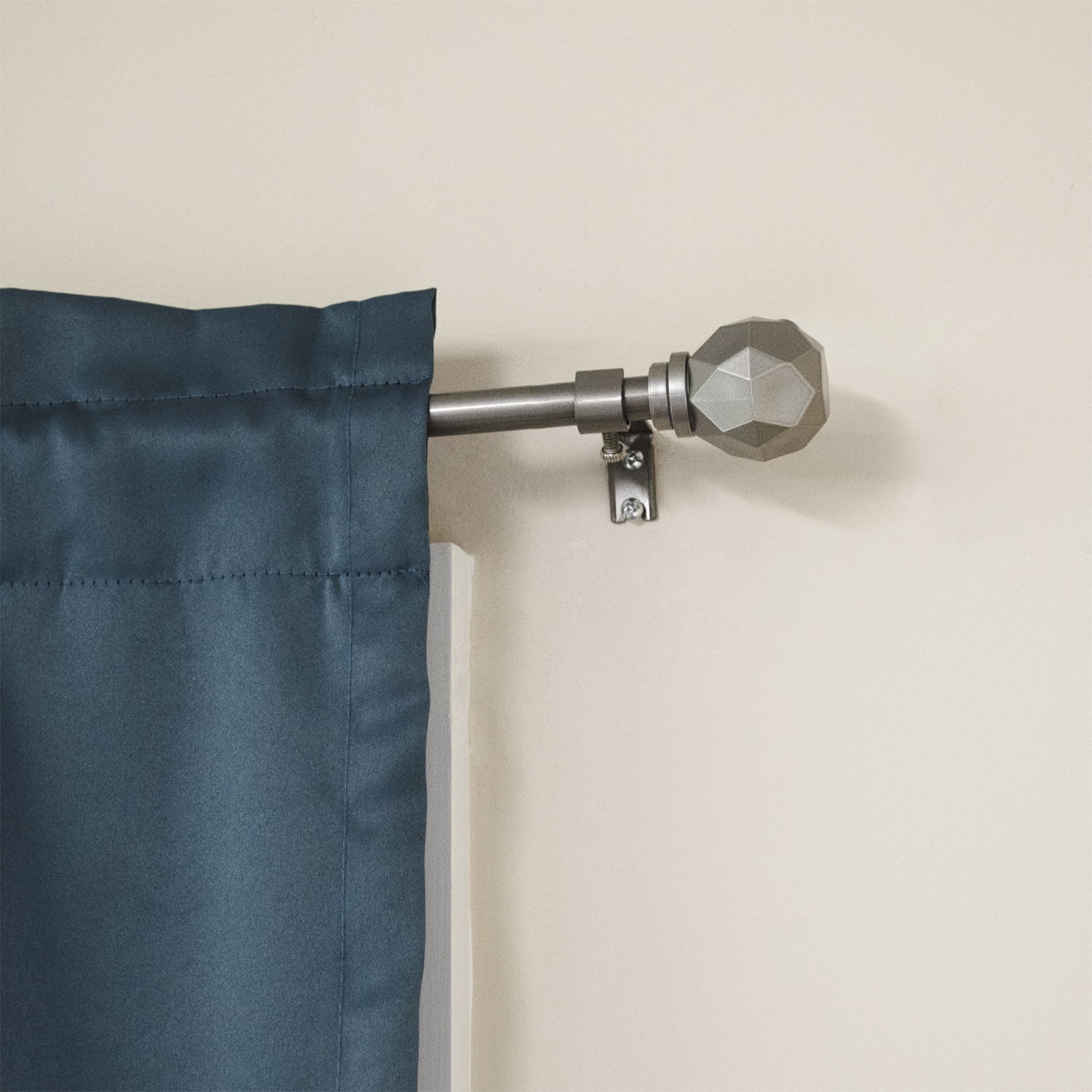 Mainstays 1/2 inch Pewter Enzo, 28" to 48" Width, Single Curtain Rod Set