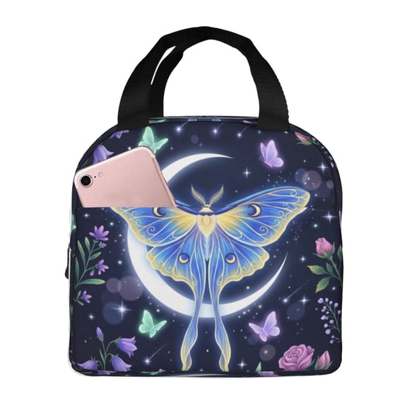 Butterfly Lunch Box Portable Cooler Insulated Thermal Bag With Front Pocket Reusable Food Container For Office Work Picnic Hiking Beach Men Women