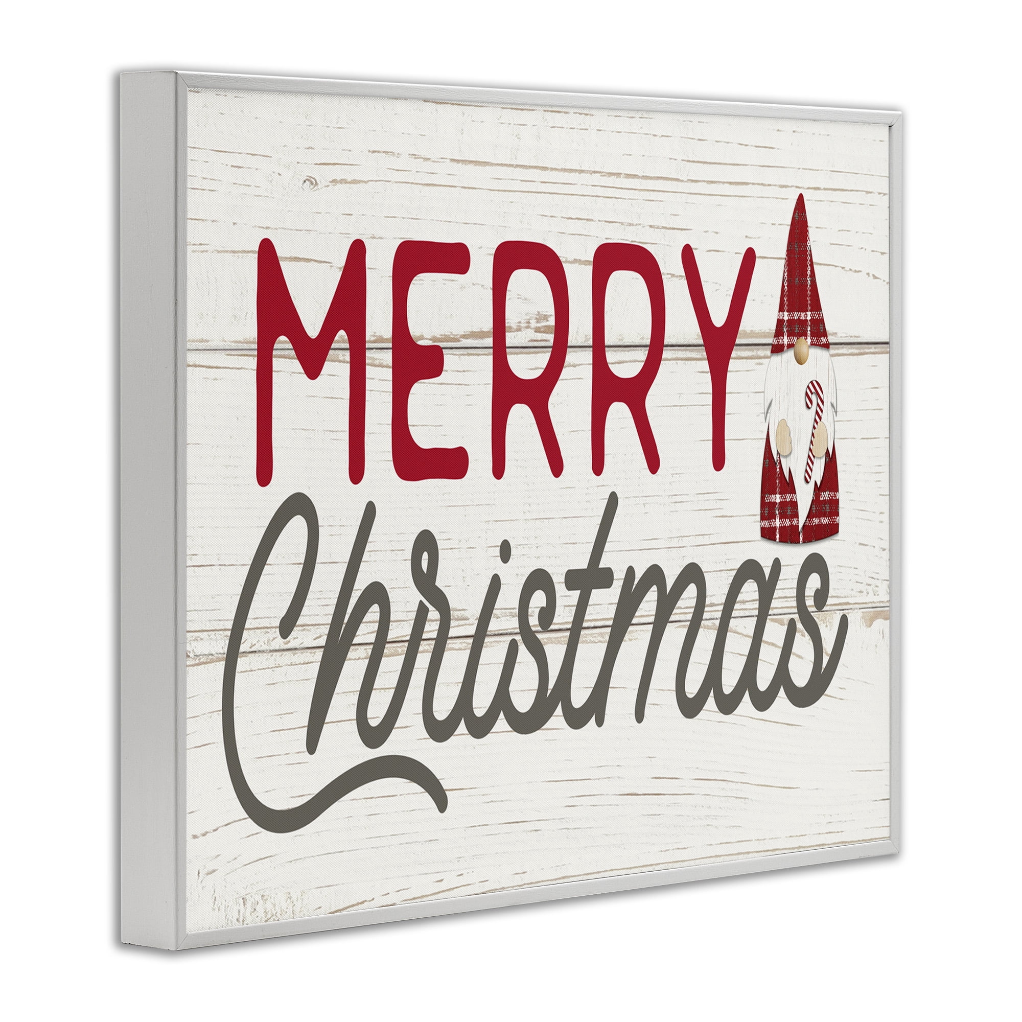 Stupell Industries Merry Christmas Sentiments Gnome Holiday Painting White Framed Art Print Wall Art, 20 x 16
