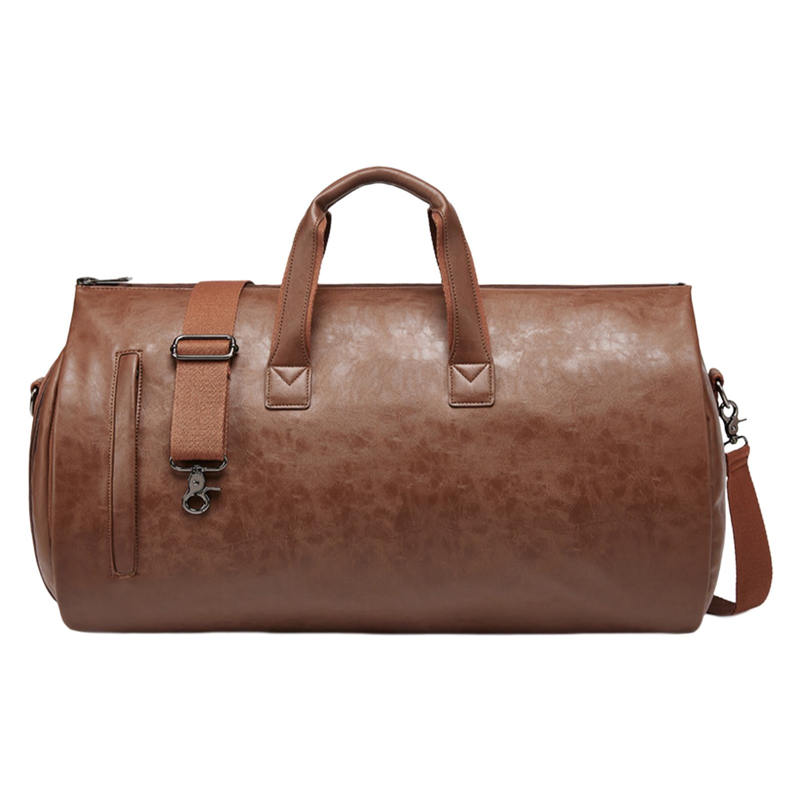 Leather travel bag with shoe compartment sale