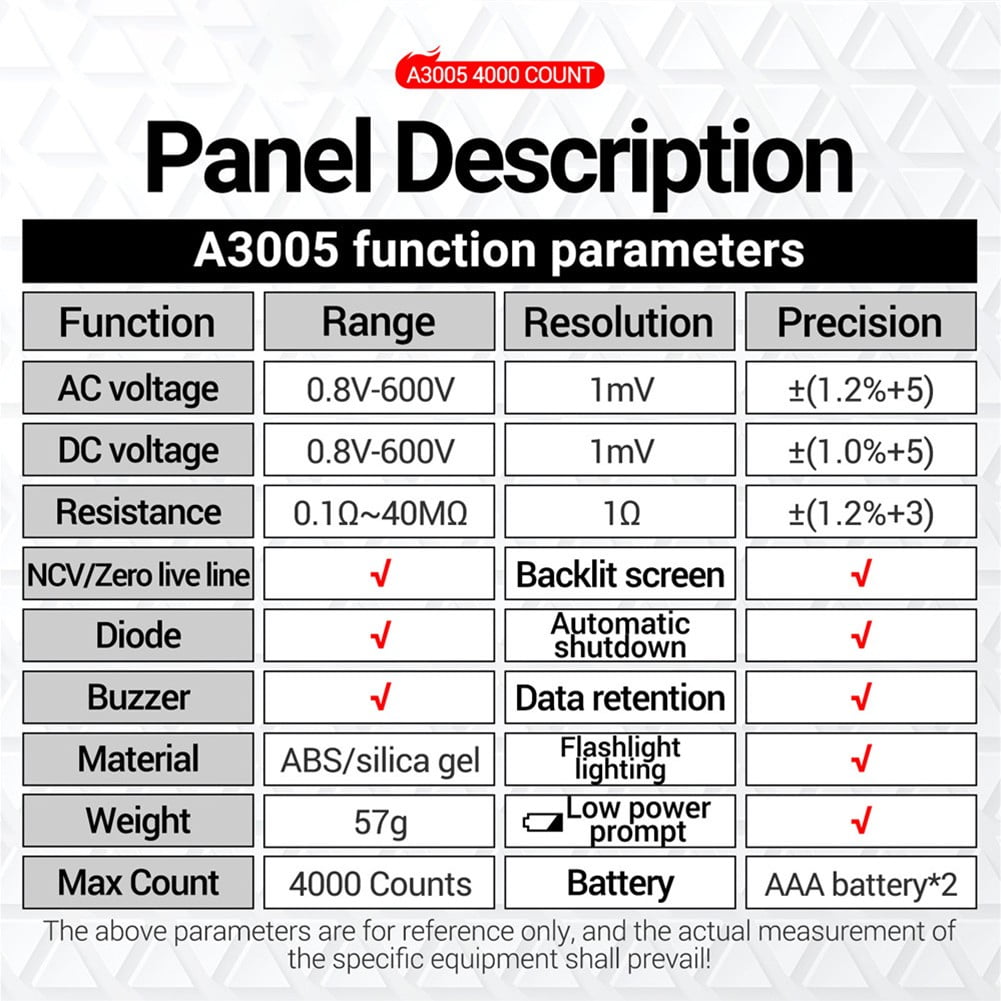 A3005A Detections Pen Meter Multimeters Pen Voltage for Instant Testers