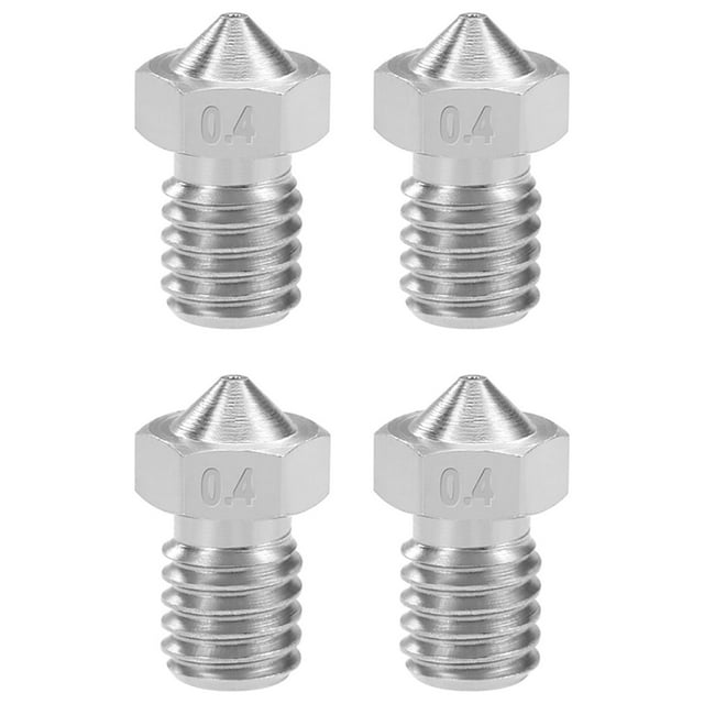 Unique Bargains 0.4mm 3D Printer Nozzle Head M6 Thread for V5 V6 1.75mm Extruder Print, Stainless Steel 4pcs