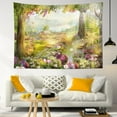 thumbnail image 2 of HVEST Fairy Tale Forest Tapestry Spring Green leaf Plant with Colorful Flower Natural Landscape Wall Hanging Tapestry for Bedroom Living Room Dorm Party Wall Decor,59X51 Inches, 2 of 7