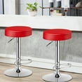 thumbnail image 2 of Giantex 1 PC Bar Stool, Modern Swivel Backless Round Barstool, PU Leather Armless bar Chair with Height Adjustable, Chrome Footrest, Sturdy Metal Frame for Kitchen Dining Living Bistro Pub, Red, 2 of 8