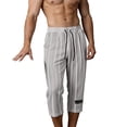 thumbnail image 5 of Men's Lightweight Long Beach Shorts Striped Textured Quick Dry Below Knee 3/4 Capri Pants with Pockets for Workout Running Training Summer Big and Tall Size S-4XL Gray, 5 of 8